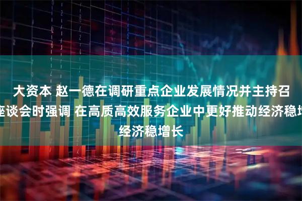 大资本 赵一德在调研重点企业发展情况并主持召开座谈会时强调 在高质高效服务企业中更好推动经济稳增长